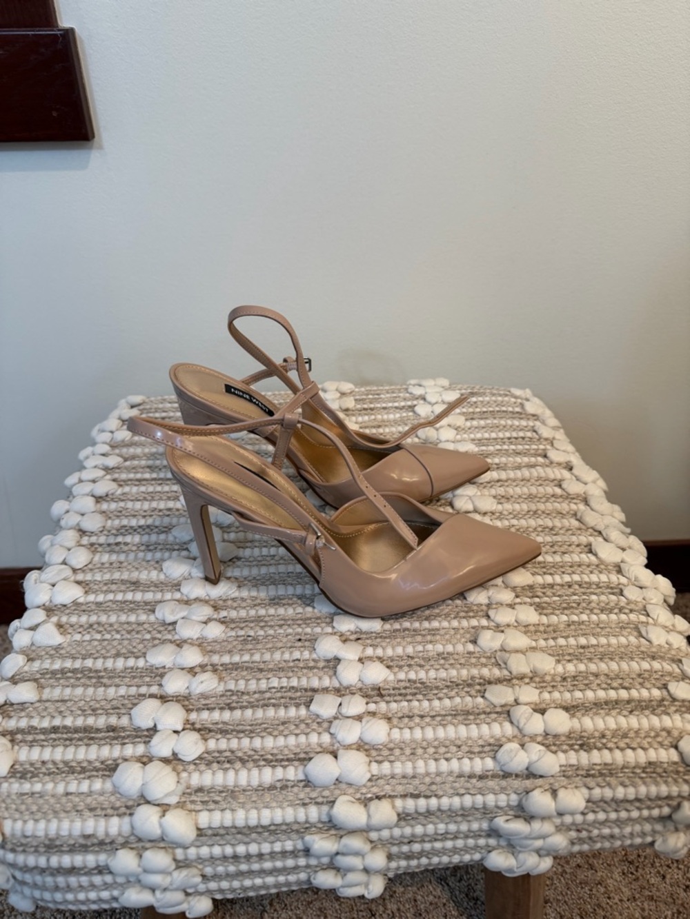 Nine West Blush Patent Pointed-Toe Slingback Heels